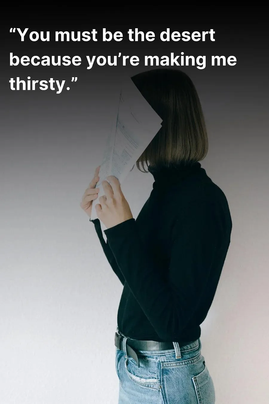 Young woman hiding her face after reading a horrible pick up line
