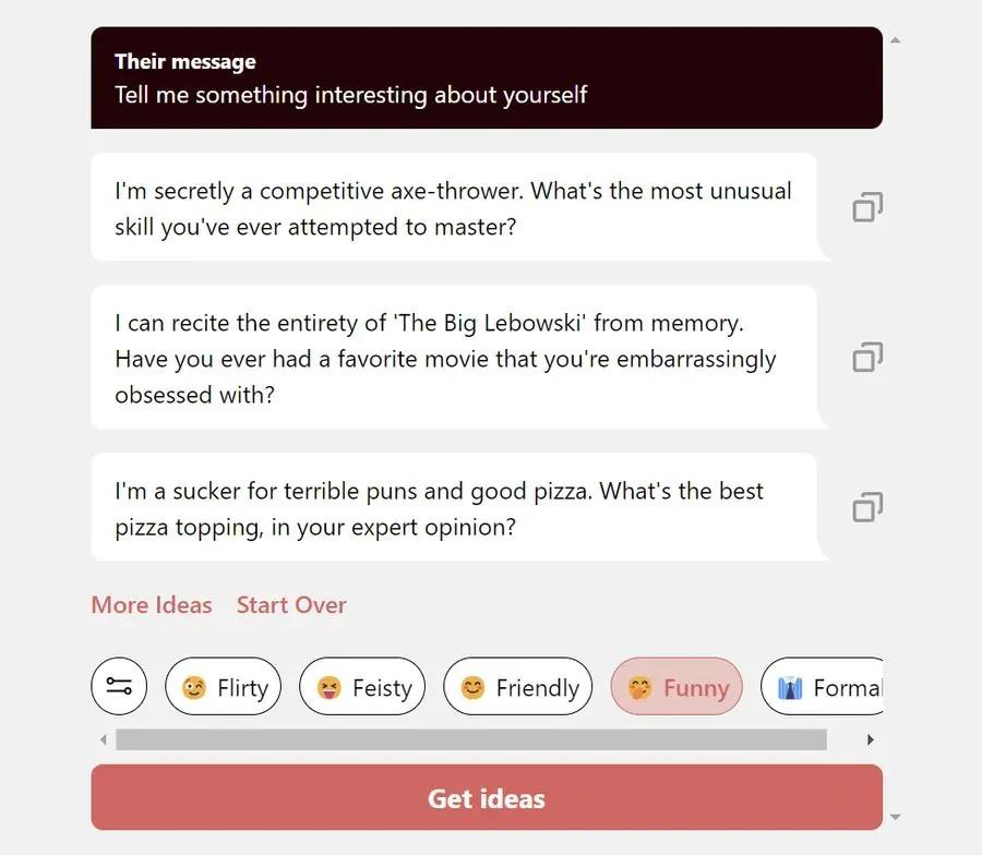 The user interface of the output of Your Move Ai’s chat assistant tool