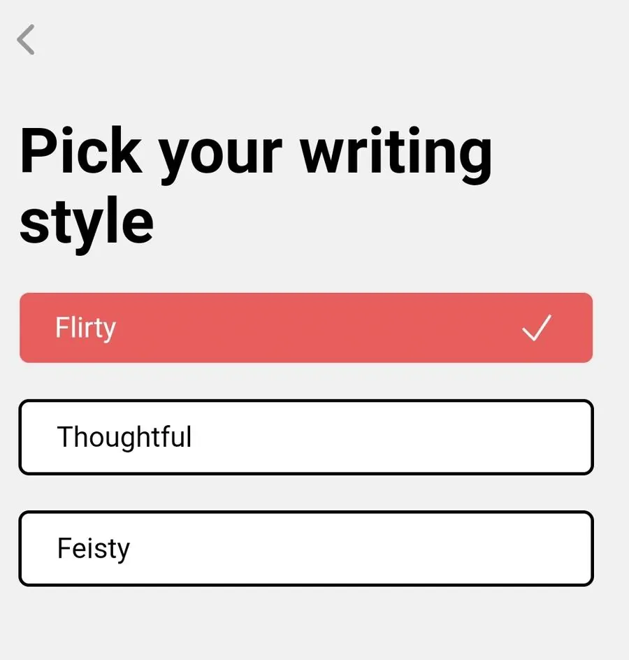 Screenshot des Profil-Generators von YourMove AI mit den verschiedenen vom Tool unterstützten Schreibstilen