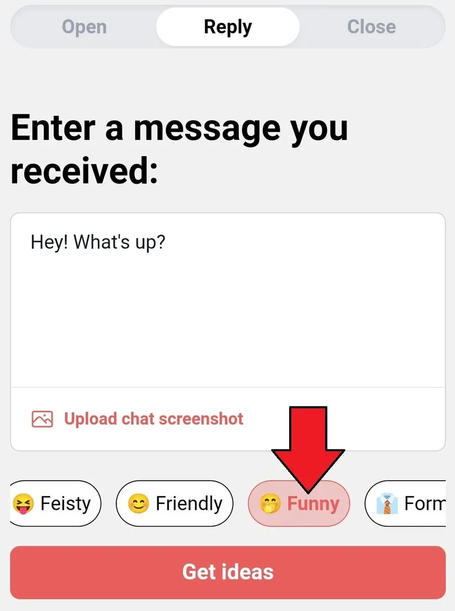 captura de la interfaz del chat assistant de YourMove AI con la opción Funny seleccionada