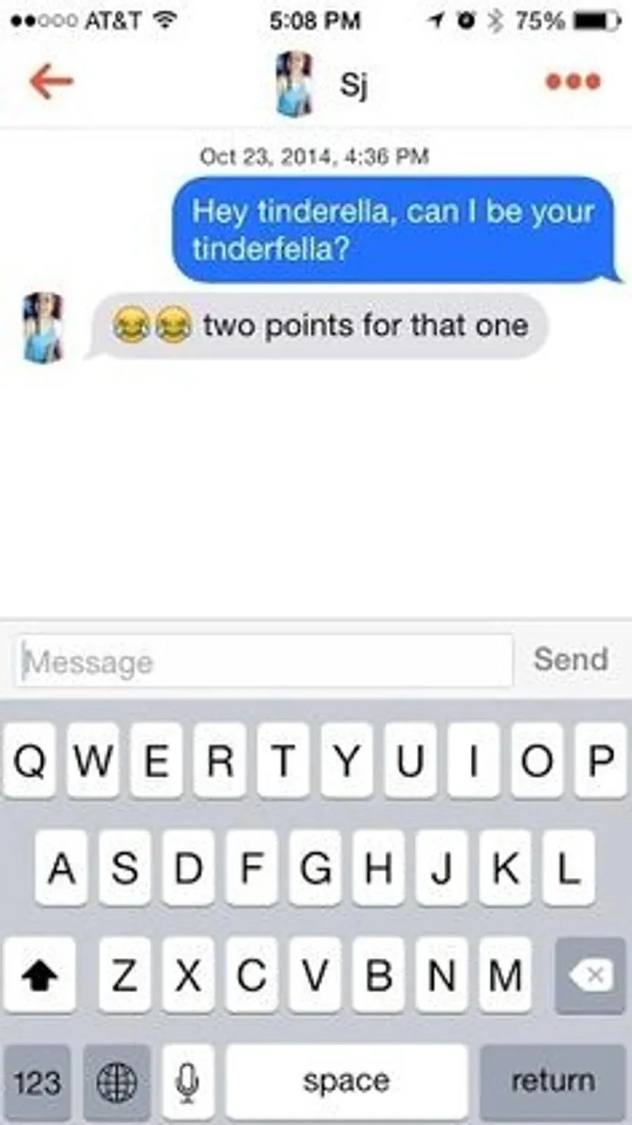 A screenshot of someone using a flirty question to start a conversation
